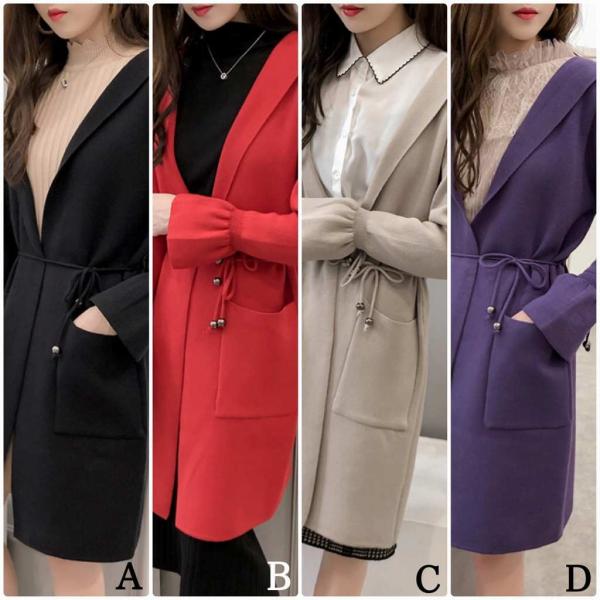 レディース カーディガン ニット ジャケット アウター キャンディスリーブ 羽織 長袖 ブラック レッド ベージュ パープルフリーサイズ 送料無料