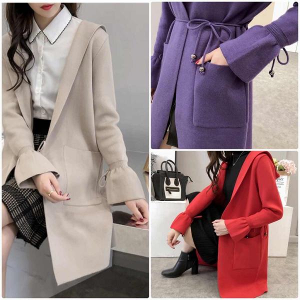 レディース カーディガン ニット ジャケット アウター キャンディスリーブ 羽織 長袖 ブラック レッド ベージュ パープルフリーサイズ 送料無料