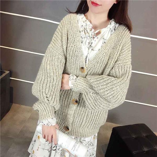 レディース トップス カーディガン ニット ルーズ 長袖 ゆったり 無地 ベージュ パープル グリーン ブラック レッド フリーサイズ 送料無料