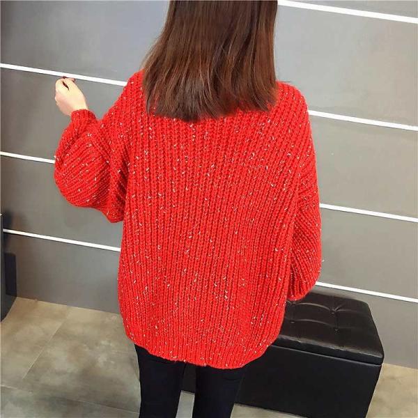 レディース トップス カーディガン ニット ルーズ 長袖 ゆったり 無地 ベージュ パープル グリーン ブラック レッド フリーサイズ 送料無料