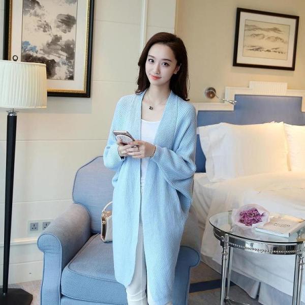 レディーストップス ロングドルマン カーディガン ニット 長袖 無地ピンク ブラック ベージュ ホワイト ブルー イエロー フリーサイズ 送料無料