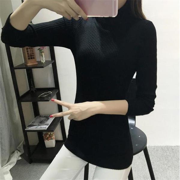 レディース トップス セーター ニット 長袖 無地 タートルネック スリム カジュアル グレー ピンク ブラック ホワイト フリーサイズ 送料無料