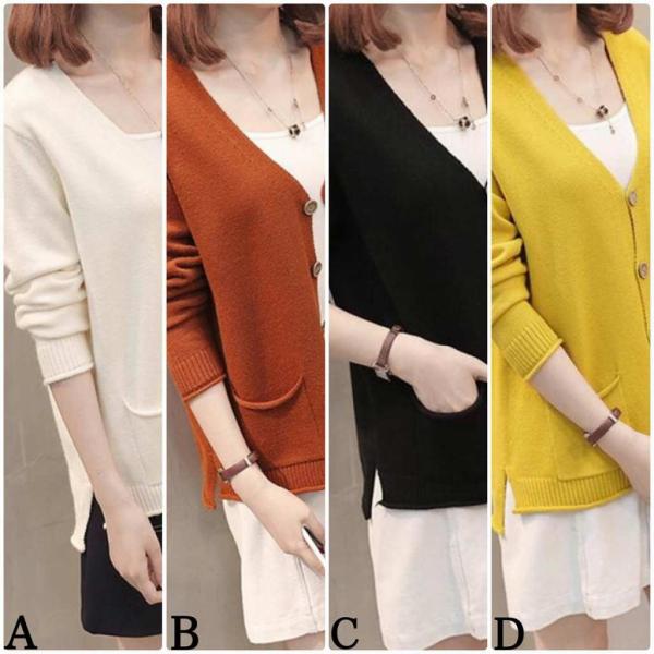レディース カーディガン ニット ジャケット アウター 羽織 長袖 ホワイト ブラウン ブラック イエロー フリーサイズ ワンサイズ 送料無料
