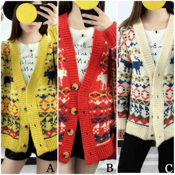 レディース カーディガン 厚手 ロング丈 ニット ジャケット アウター 羽織 長袖 レッド ベージュ イエロー フリーサイズ ワンサイズ 送料無料