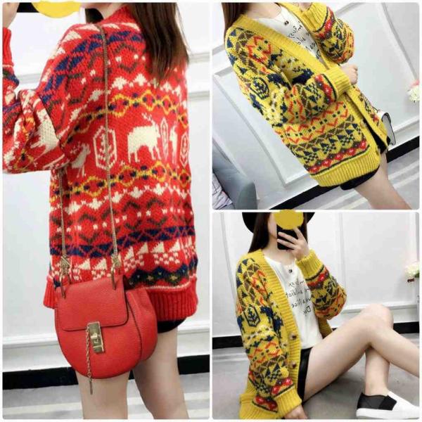 レディース カーディガン 厚手 ロング丈 ニット ジャケット アウター 羽織 長袖 レッド ベージュ イエロー フリーサイズ ワンサイズ 送料無料