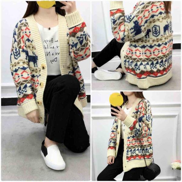 レディース カーディガン 厚手 ロング丈 ニット ジャケット アウター 羽織 長袖 レッド ベージュ イエロー フリーサイズ ワンサイズ 送料無料