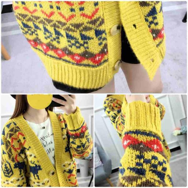 レディース カーディガン 厚手 ロング丈 ニット ジャケット アウター 羽織 長袖 レッド ベージュ イエロー フリーサイズ ワンサイズ 送料無料