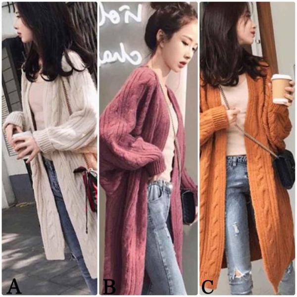 レディース カーディガン 厚手 ニット ジャケット アウター 羽織 長袖 トップス カーキ パープル ベージュ フリーサイズ ワンサイズ 送料無料