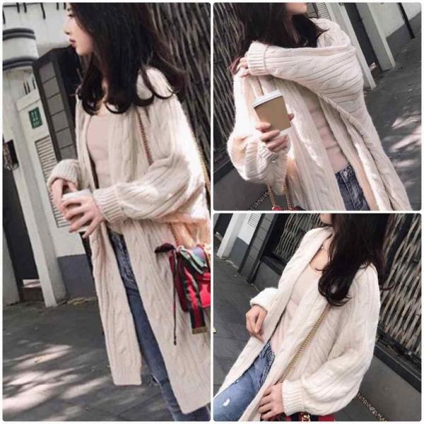 レディース カーディガン 厚手 ニット ジャケット アウター 羽織 長袖 トップス カーキ パープル ベージュ フリーサイズ ワンサイズ 送料無料