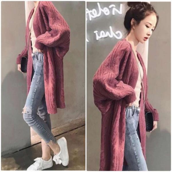 レディース カーディガン 厚手 ニット ジャケット アウター 羽織 長袖 トップス カーキ パープル ベージュ フリーサイズ ワンサイズ 送料無料
