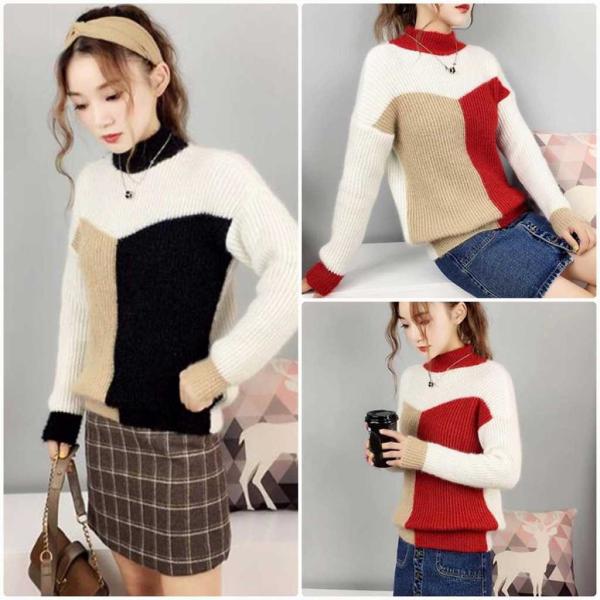 レディース ニット セーター スリム タイト 長袖 トップス 秋 冬 ネイビー グレー イエロー ブラック レッド フリーサイズ 送料無料