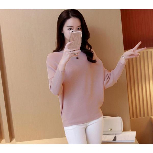 レディース ニット セーター ドルマンスリーブ 長袖 トップス 秋 冬レッド ブラック ピンク ホワイト グレー イエロー フリーサイズ 送料無料