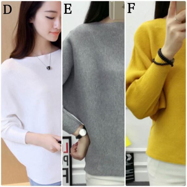 レディース ニット セーター ドルマンスリーブ 長袖 トップス 秋 冬レッド ブラック ピンク ホワイト グレー イエロー フリーサイズ 送料無料