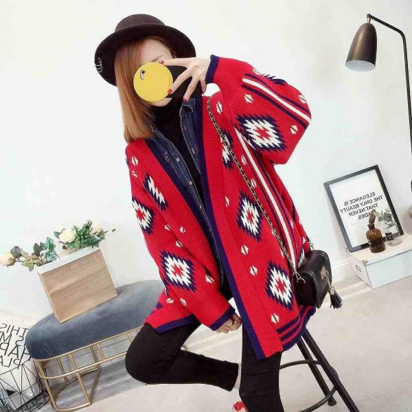 レディース カーディガン ニット ジャケット アウター 羽織 長袖 トップス ブラック レッド ホワイト フリーサイズ ワンサイズ 送料無料