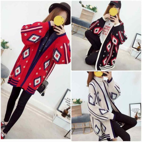 レディース カーディガン ニット ジャケット アウター 羽織 長袖 トップス ブラック レッド ホワイト フリーサイズ ワンサイズ 送料無料