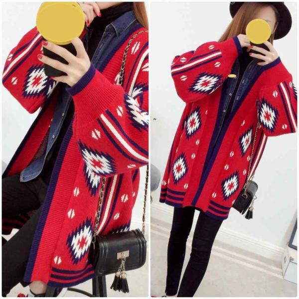 レディース カーディガン ニット ジャケット アウター 羽織 長袖 トップス ブラック レッド ホワイト フリーサイズ ワンサイズ 送料無料