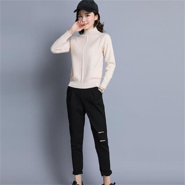 レディース ニット セーター ハイネック 無地 シンプル 長袖 レッド ベージュ ブラック イエロー ワインレッド ホワイト 送料無料