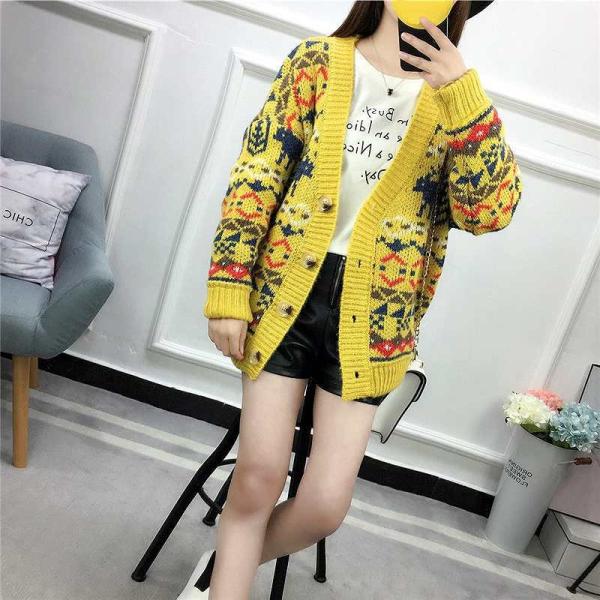 レディース カーディガン ニット ジャケット アウター 羽織 長袖 トップス イエロー ホワイト レッド フリーサイズ ワンサイズ 送料無料