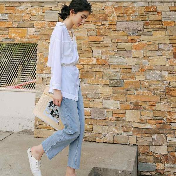 レディース ブラウス シャツ 長袖 Vネック トップス ブラック ホワイト フリーサイズ ワンサイズ 送料無料