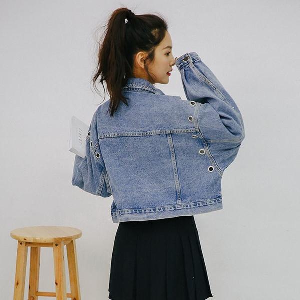 レディース デニムジャケット アウター ブラック ブルー フリーサイズ ワンサイズ 送料無料