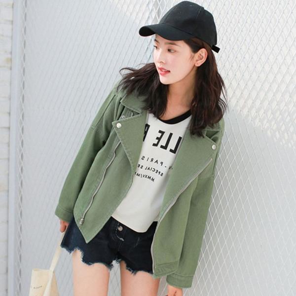 レディース アウター ジャケット 長袖 大きめ襟 無地 ゆったり ピンク オリーブ S M L 送料無料