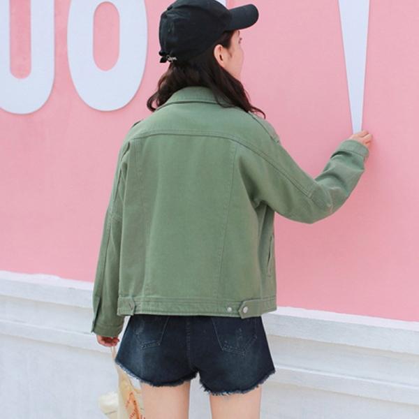 レディース アウター ジャケット 長袖 大きめ襟 無地 ゆったり ピンク オリーブ S M L 送料無料