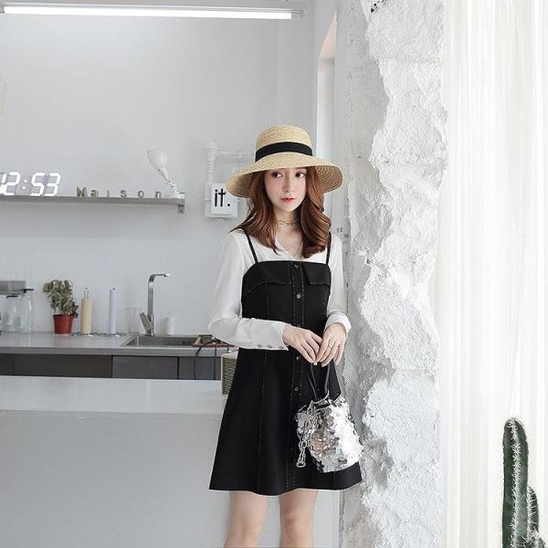 レディース ワンピース ミニワンピ ノースリーブ Aライン 無地 ブラック S M L 送料無料