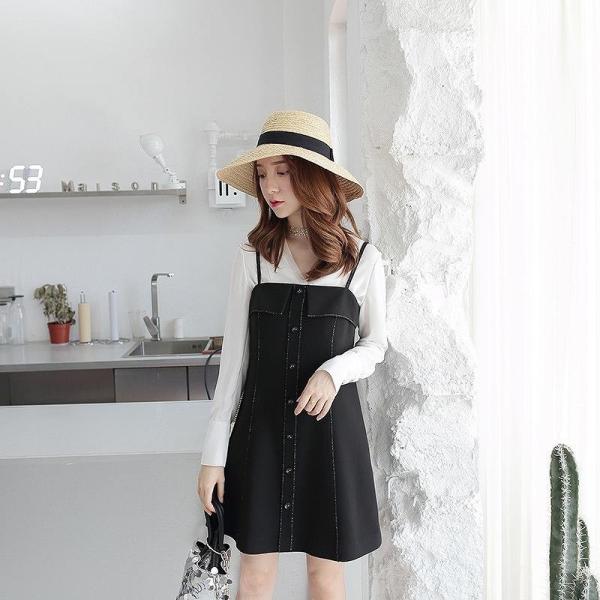 レディース ワンピース ミニワンピ ノースリーブ Aライン 無地 ブラック S M L 送料無料