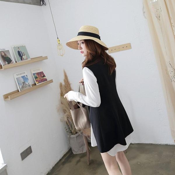 レディース ワンピース ミニワンピ Aライン Vネック 無地 ブラック S M L 送料無料