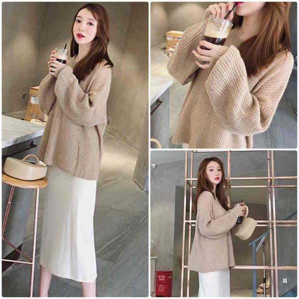 レディース ニット セーター プルオーバー シンプル オーバーサイズ 長袖 トップス 秋 冬 オリーブ カーキ ホワイト フリーサイズ 送料無料