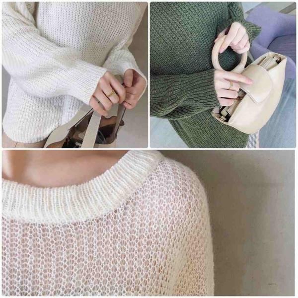 レディース ニット セーター プルオーバー シンプル オーバーサイズ 長袖 トップス 秋 冬 オリーブ カーキ ホワイト フリーサイズ 送料無料