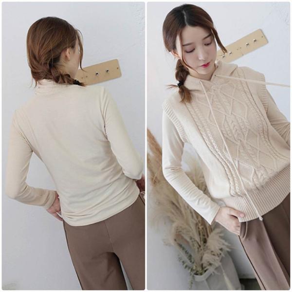 レディース Tシャツ 長袖 タートルネック 無地 シンプル ロングTシャツ トップス ホワイト グレー ブラウン ブラック フリーサイズ 送料無料