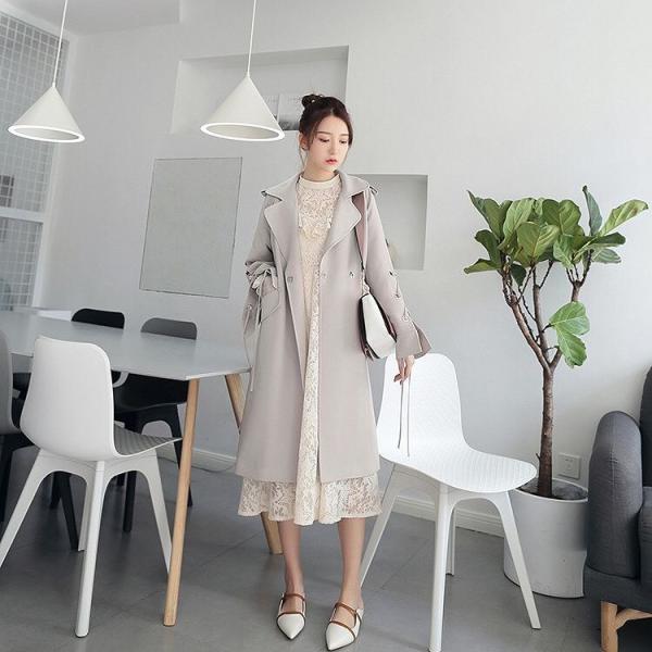 レディース ジャケット コート 袖レースアップ アウター 秋 冬 長袖 ベージュ S M L サイズ 送料無料