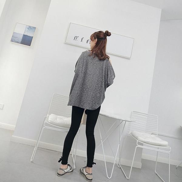 レディース レギンスパンツ アンクルパンツ 裾リボン 半端丈 クロップド タイト スリム ボトムス ブラック S M L サイズ 送料無料