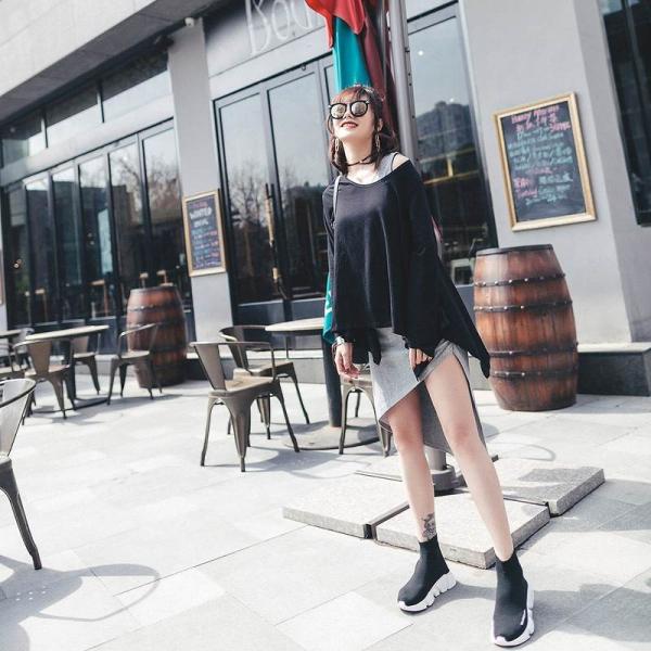 レディース 2点セット ノースリーブ ワンピース ポンチョ 長袖 アシンメトリー グレー フリーサイズ ワンサイズ 送料無料