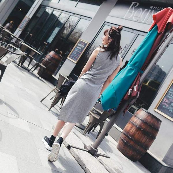 レディース 2点セット ノースリーブ ワンピース ポンチョ 長袖 アシンメトリー グレー フリーサイズ ワンサイズ 送料無料