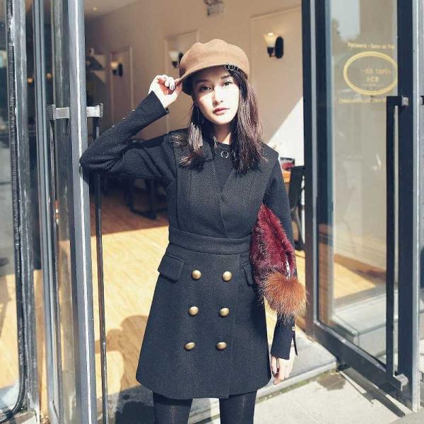 レディース ウール ワンピース ハイウエスト ミニ丈 ノースリーブ ベスト スリム タイト ブラック S M L サイズ 送料無料