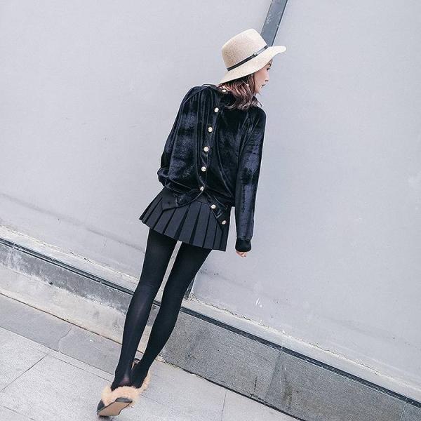 レディース プリーツスカート ハイウエスト ミニ丈 秋 冬 ボトムス ブラック 黒 S M L サイズ 送料無料