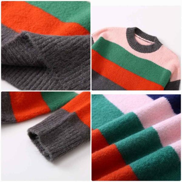 レディース ニット セーター ロング丈 長袖 ボーダー ゆったり オーバーサイズ クルーネック トップス フリーサイズ ワンサイズ 送料無料