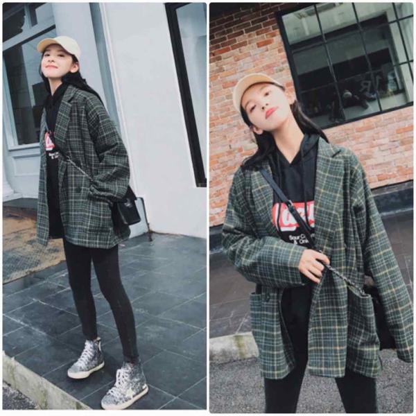 レディース チェスターコート ジャケット チェック柄 ゆったり オーバーサイズ アウター グリーン ブラウン 送料無料