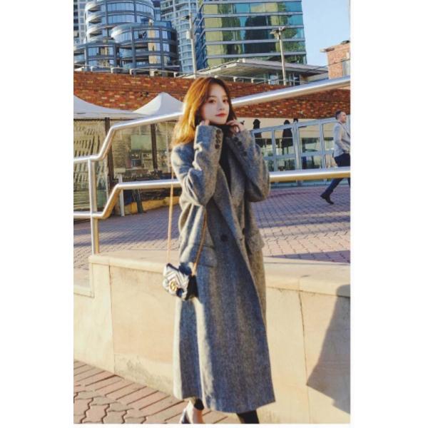 レディース チェスターコート ヘリンボーン生地 ゆったり オーバーサイズ アウター 秋 冬 ブラック 送料無料