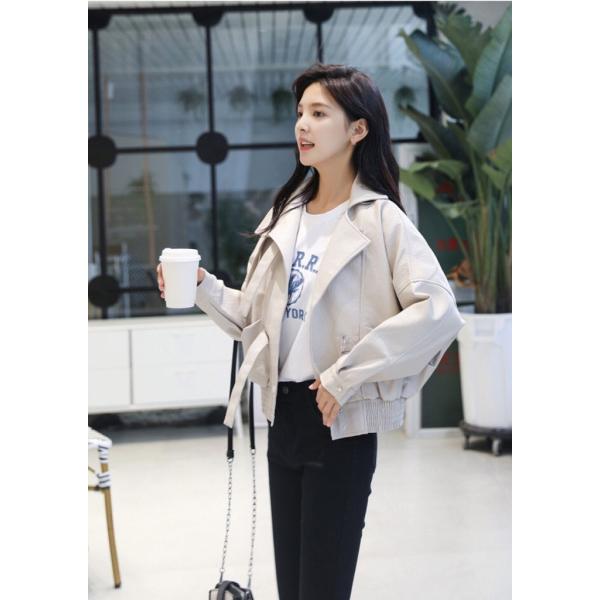 レディース ライダースジャケット ダブル PUレザー アウター 秋 冬 カジュアル 長袖 ブラック ホワイト S M L サイズ 送料無料