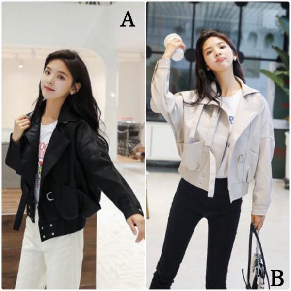 レディース ライダースジャケット ダブル PUレザー アウター 秋 冬 カジュアル 長袖 ブラック ホワイト S M L サイズ 送料無料