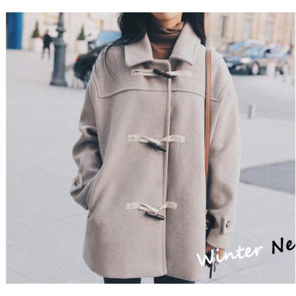 レディース ダッフルコート ウール ゆったり オーバーサイズ アウター 秋 冬 オートミール S M L XL 送料無料