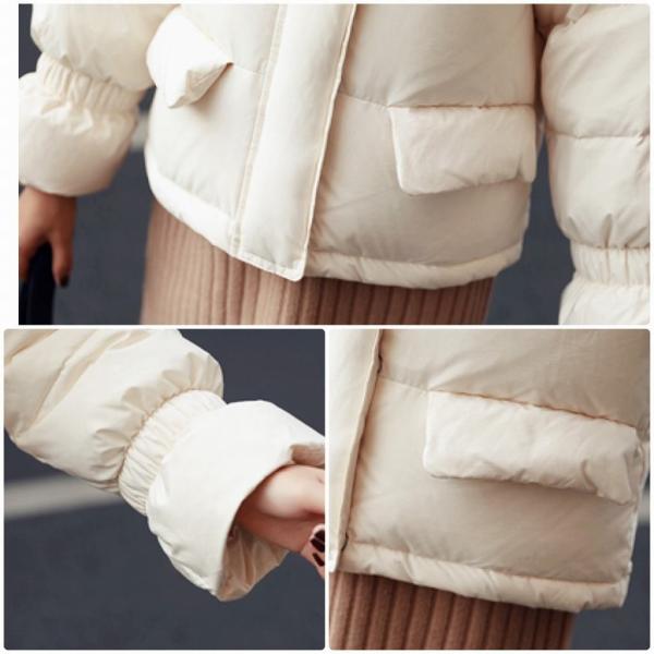 レディース ダウンジャケット フェイクファー エコファー フード付き アウター 秋 冬 ベージュ S M L XL 送料無料