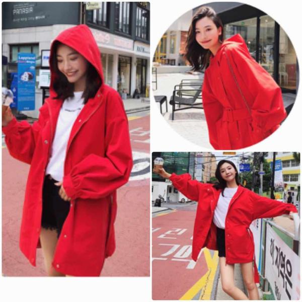 レディース ジャケット ブルゾン アウター フード付き マウンテンパーカー カジュアル 長袖 レッド S M L サイズ 送料無料