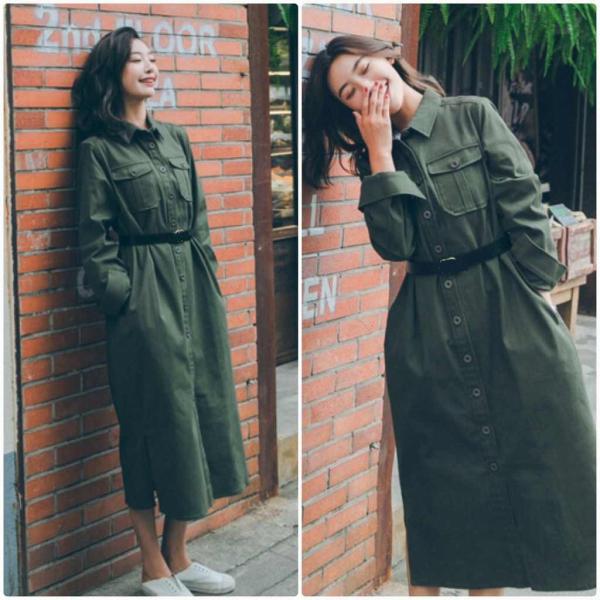 レディース シャツジャケット ロング丈 羽織 ジャケット コート トップス アウター オリーブ S M L XL サイズ 送料無料