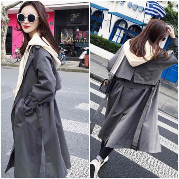 レディース トレンチコート ジャケット ロング丈 アウター 秋 冬 カジュアル 長袖 ブラック レッド S M L サイズ 送料無料