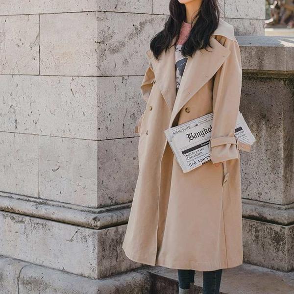 レディース　アウター　コート　ロング　フード付き　無地　ウエストベルト　ゆったり　カジュアル　大人可愛い　フェミニン　オフィス　お出かけ　デート　デイリー　グレー　カーキ　S　M　L　送料無料