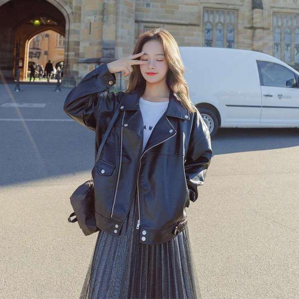 レディース　アウター　レザー　ジャケット　ライダース　ショート丈　無地　カジュアル　大人可愛い　ストリート　お出かけ　デート　デイリー　ブラック　S　M　L　送料無料